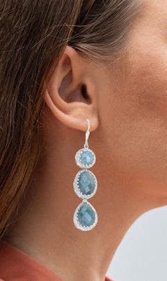 Aquamarin-Ohrringe 23.9 Karat Sterling Silber