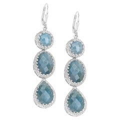Aquamarin-Ohrringe 23.9 Karat Sterling Silber