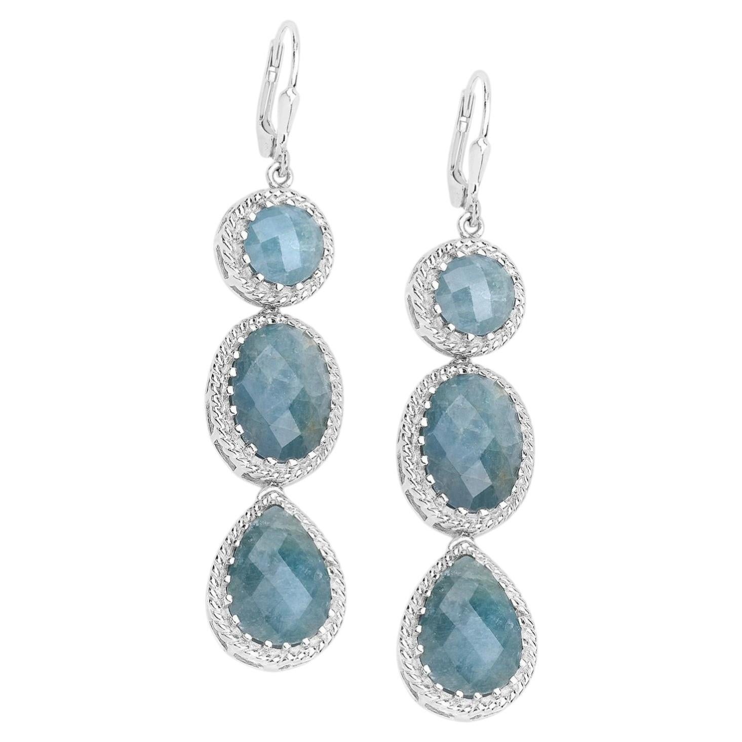 Aquamarine Earrings 23.9 Carats Sterling Silver