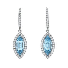 Elegantes Pendientes de Palanca de Oro Blanco de 18 K - Diamantes Brillantes Redondos  Merkaba