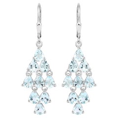 Aquamarin-Ohrringe 3,94 Karat Sterling Silber