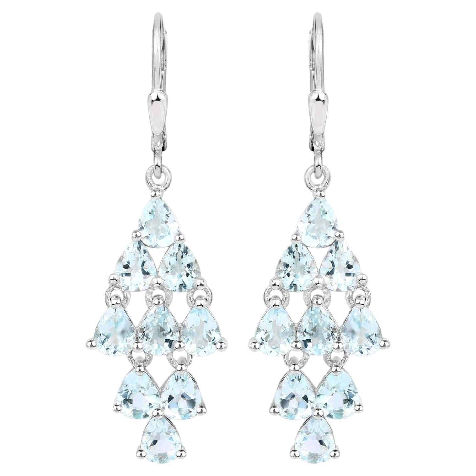 Aquamarine Earrings 3.94 Carats Sterling Silver