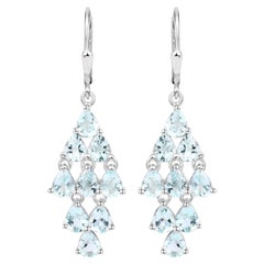 Aquamarine Earrings 3.94 Carats Sterling Silver