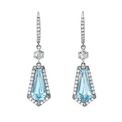 Rare 3.98 Carat Aquamarine & Diamond Kite Earrings – Luxury Gemstone Jewelry
