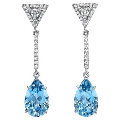 Aquamarine Earrings Pear Shapes 5.23 Carats For Sale at 1stDibs | pear ...