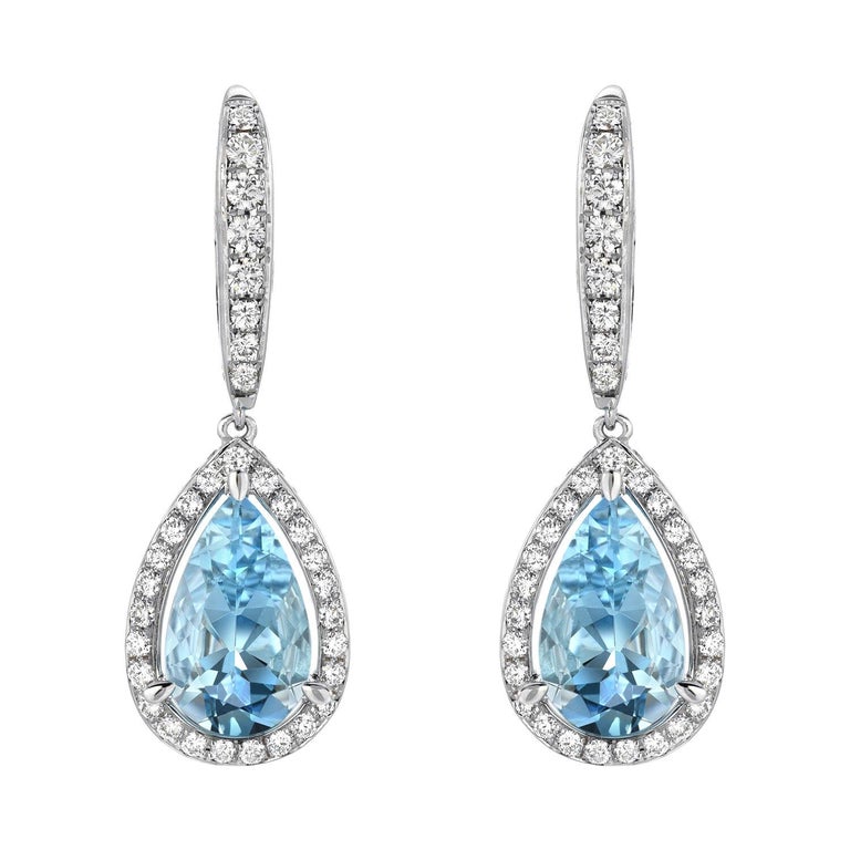 Orecchini a goccia con acquamarina e diamanti Regalo di lusso