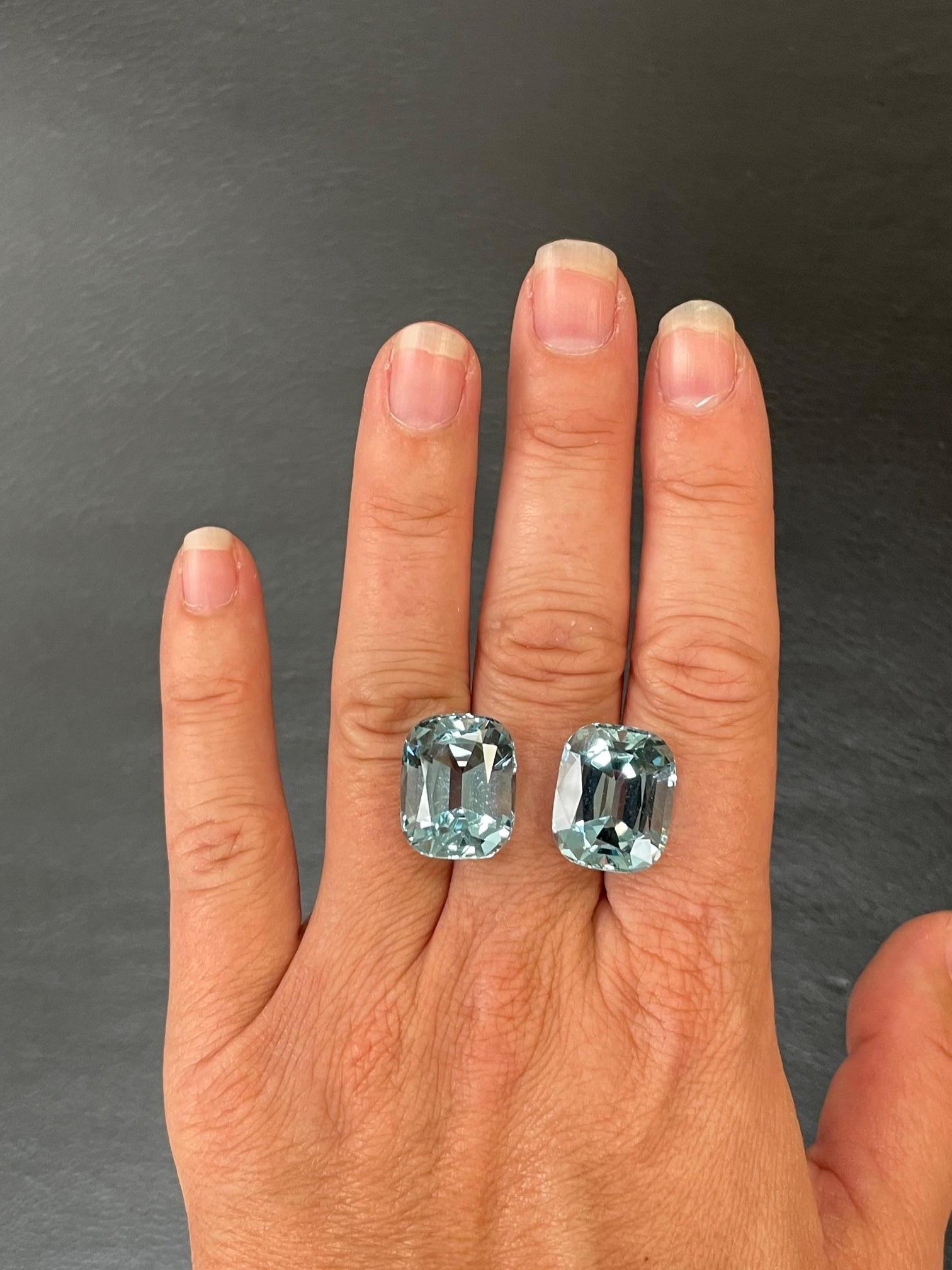 Spectacular Brazilian Aquamarine earring gems, weighing a total of 31.08 carats, offered loose to a fine gemstone lover.
Returns are accepted and paid by us within 7 days of delivery.
We offer supreme custom jewelry work upon request. Please contact