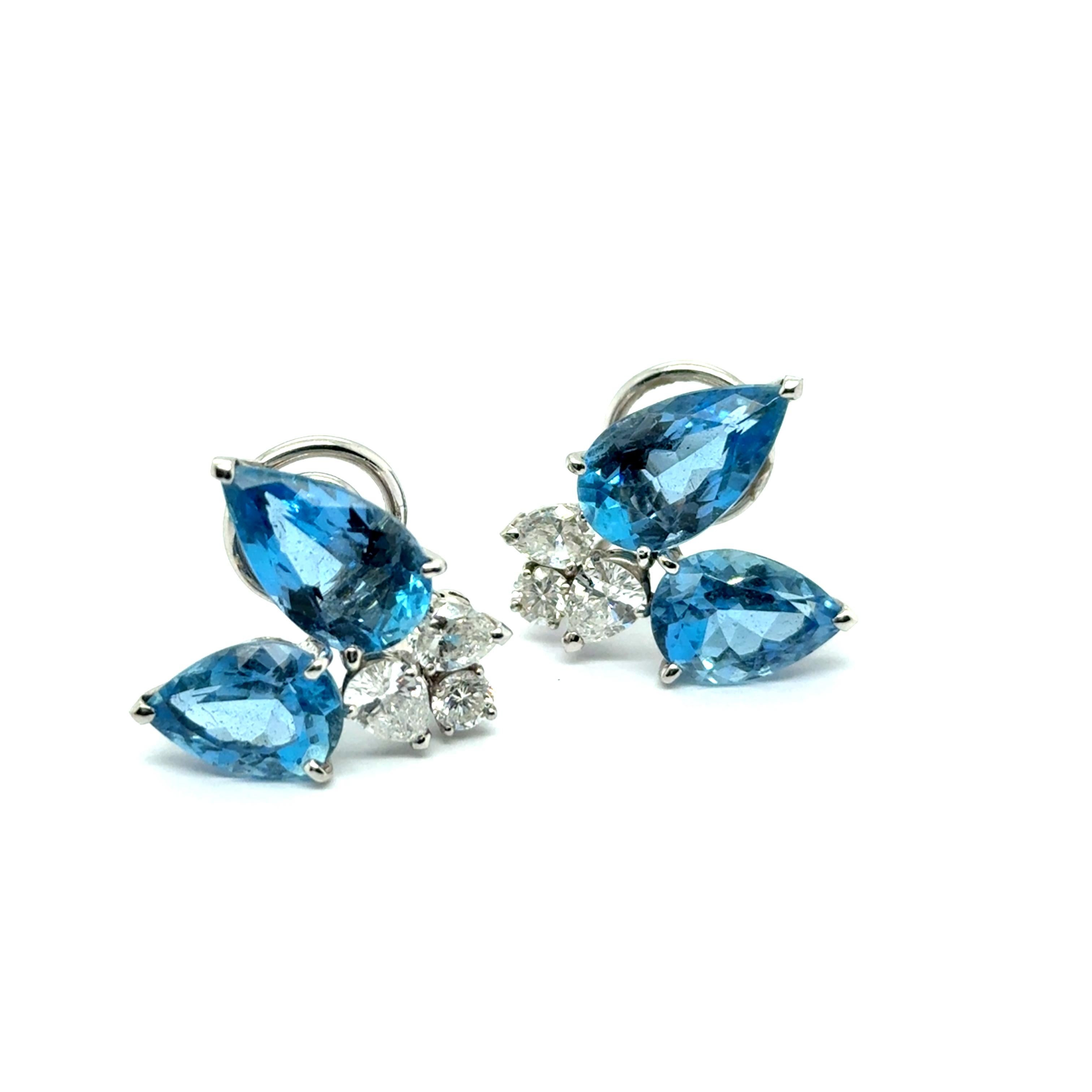 Aquamarine Earrings in 18 Karat White Gold by Peclàrd 4