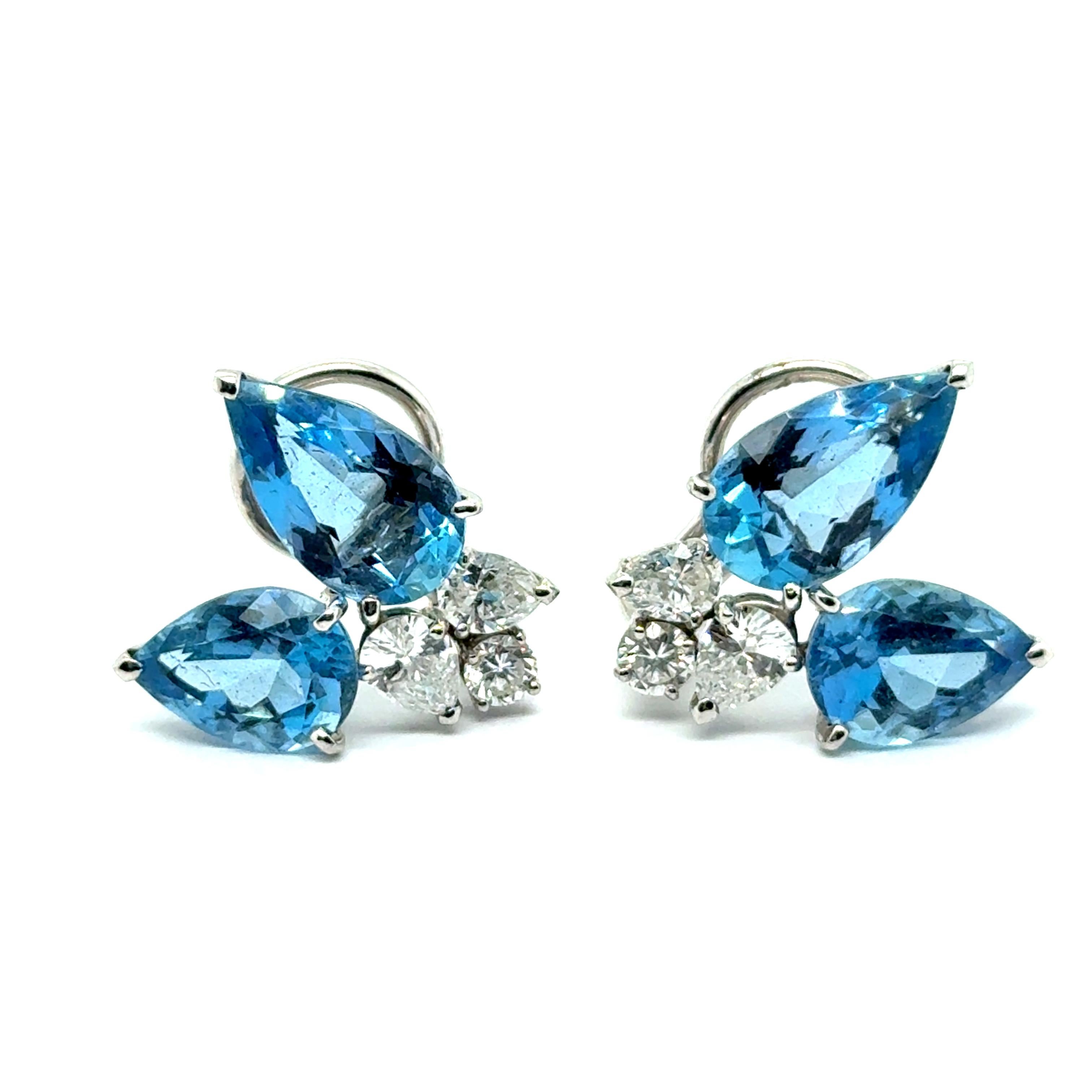 Aquamarine Earrings in 18 Karat White Gold by Peclàrd 5