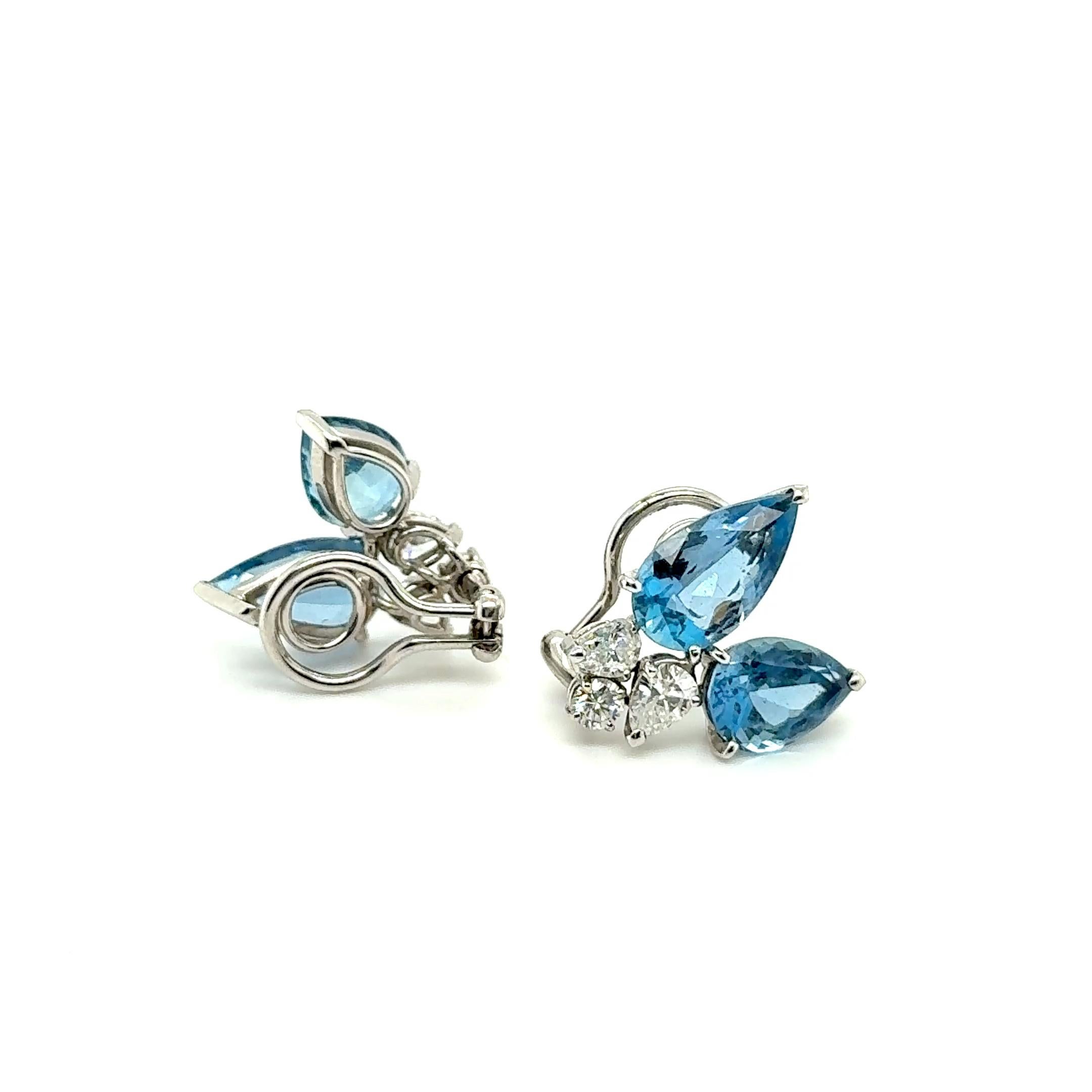 Aquamarine Earrings in 18 Karat White Gold by Peclàrd 7