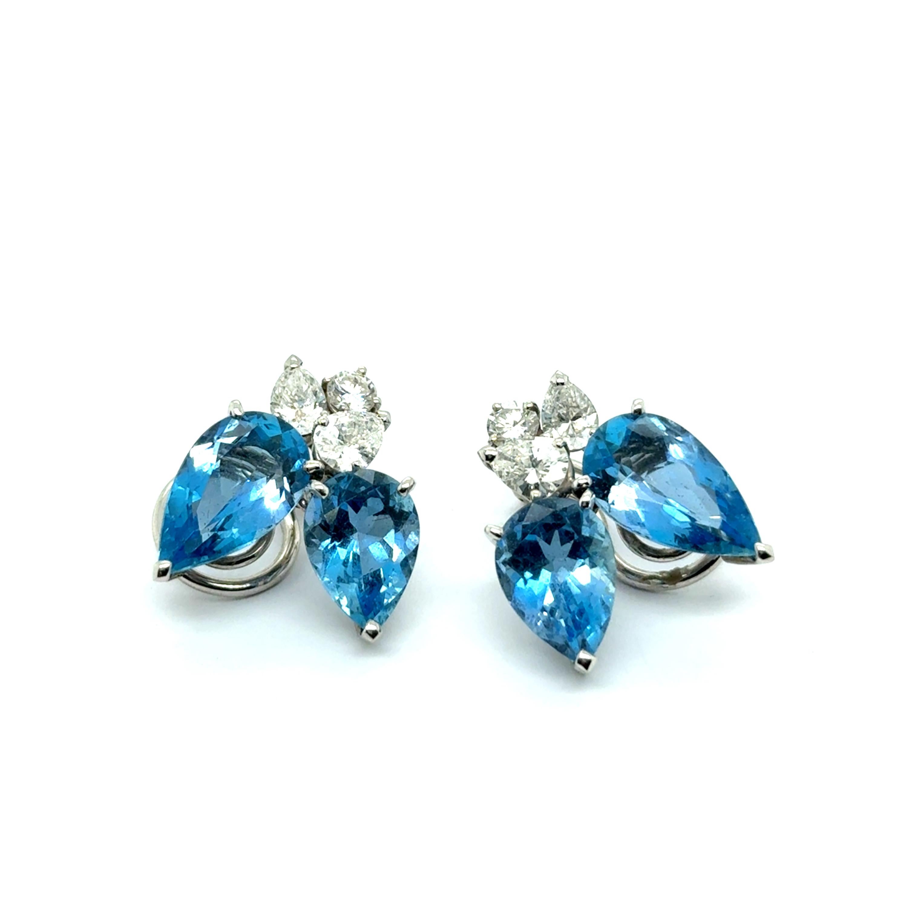 Artist Aquamarine Earrings in 18 Karat White Gold by Peclàrd