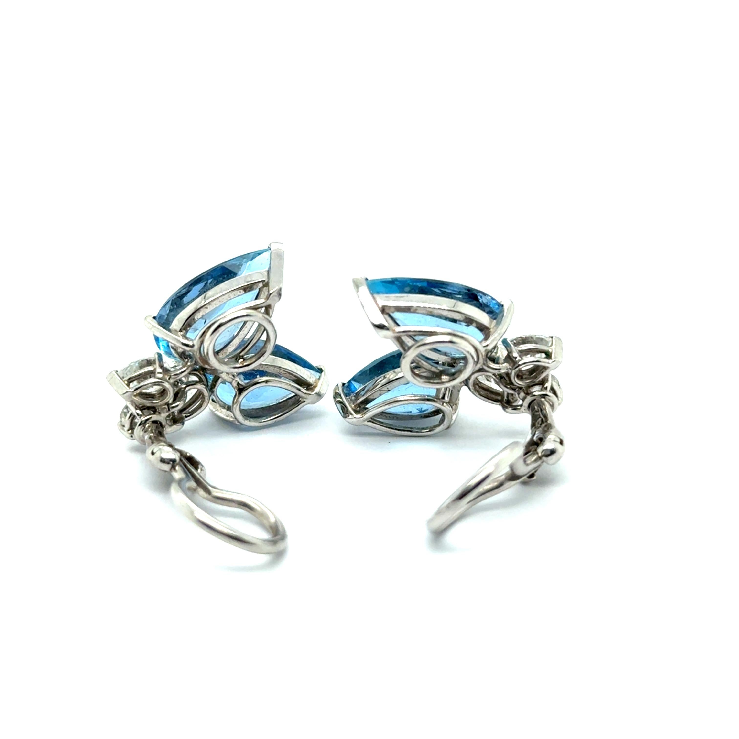 Aquamarine Earrings in 18 Karat White Gold by Peclàrd 3