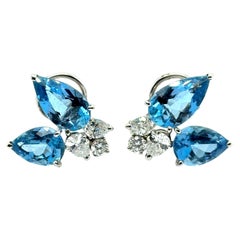 Aquamarine Earrings in 18 Karat White Gold by Peclàrd