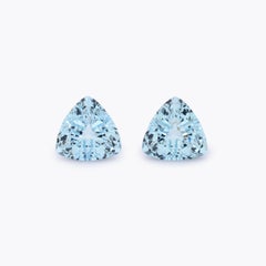 Aquamarine Earrings Loose Gemstones 4.57 Carat Trillion Unmounted Pair