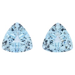 Aquamarine Earrings Loose Gemstones 4.57 Carat Trillion Unmounted Pair