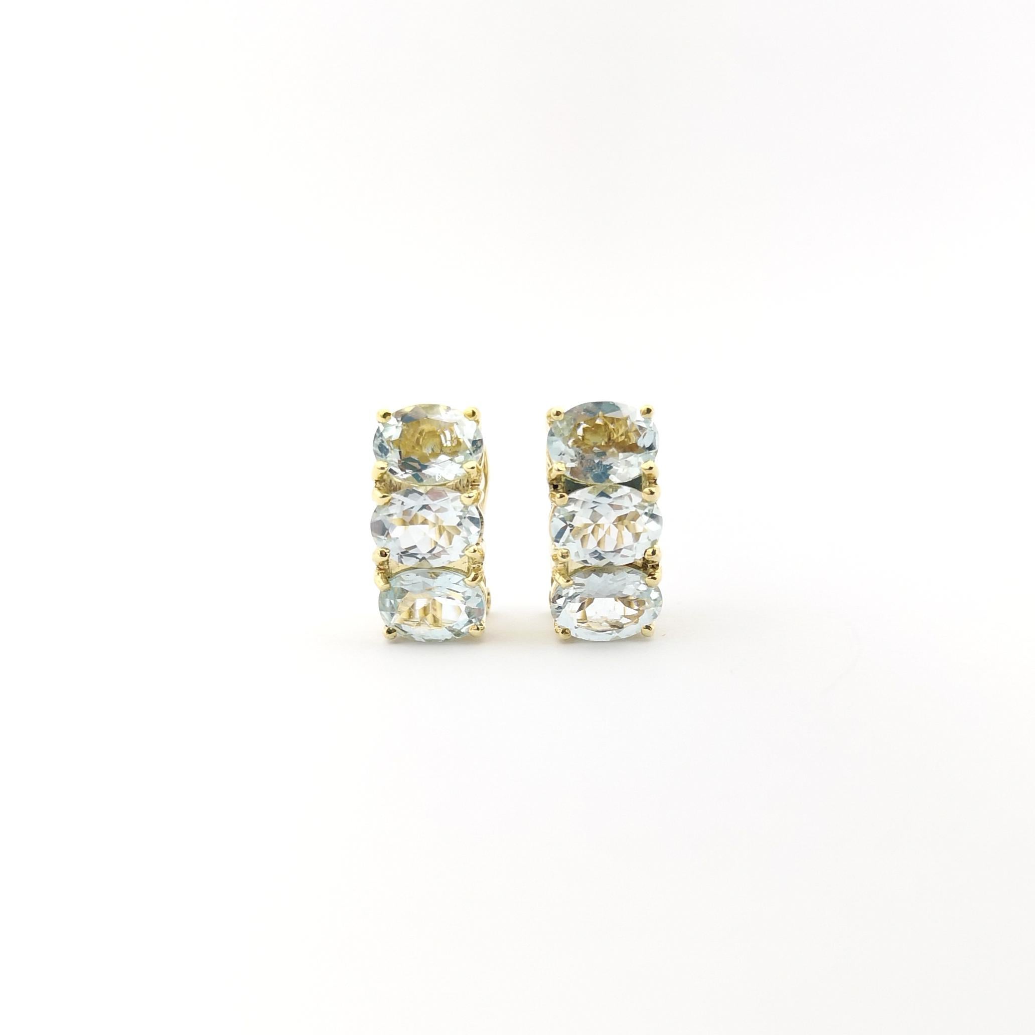 Oval Cut Aquamarine Earrings set in 14K Gold Settings For Sale