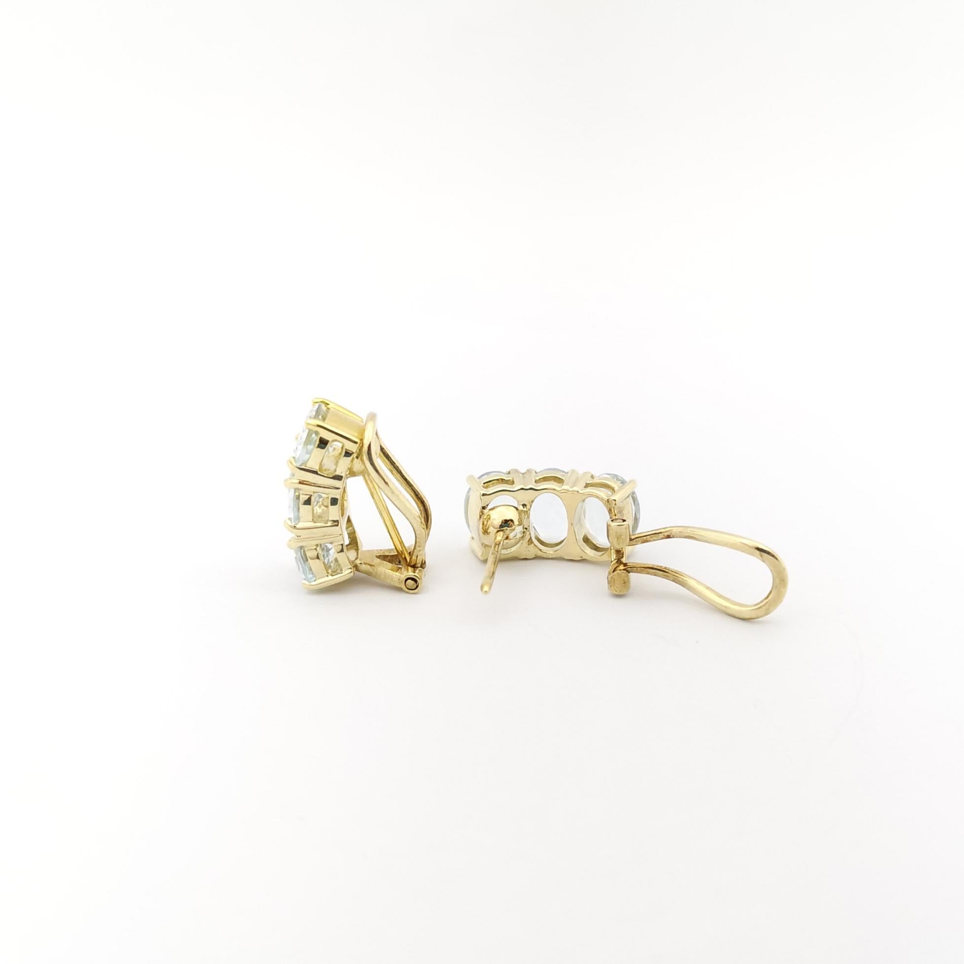 Women's Aquamarine Earrings set in 14K Gold Settings For Sale