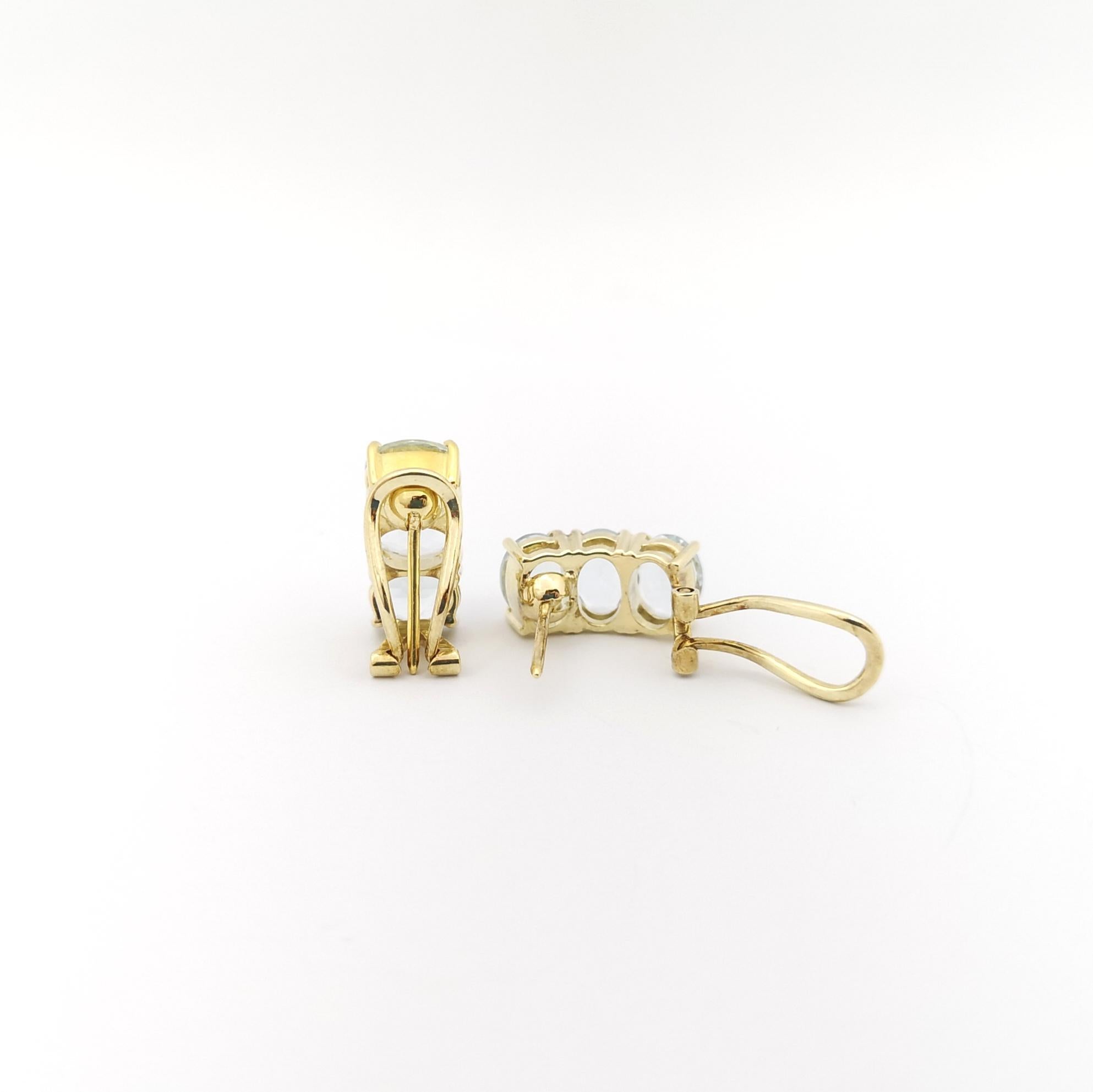 Aquamarine Earrings set in 14K Gold Settings For Sale 1