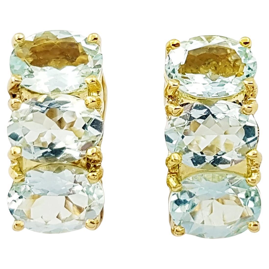 Aquamarine Earrings set in 14K Gold Settings For Sale