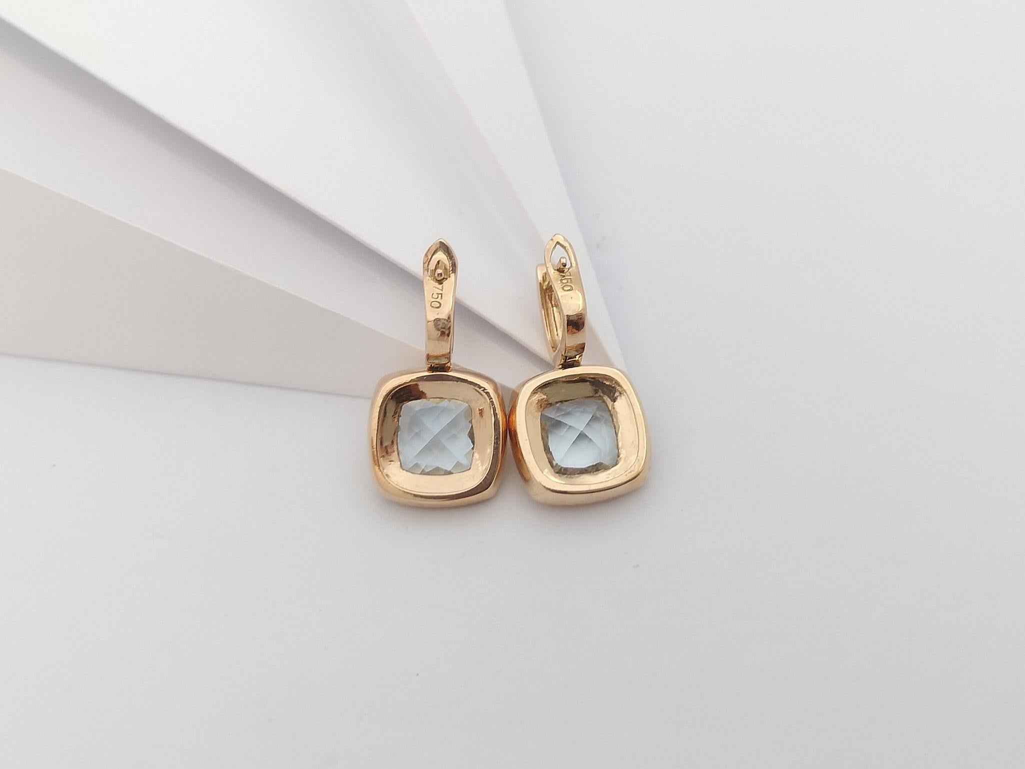 Aquamarine Earrings Set in 18 Karat Rose Gold Settings For Sale 1