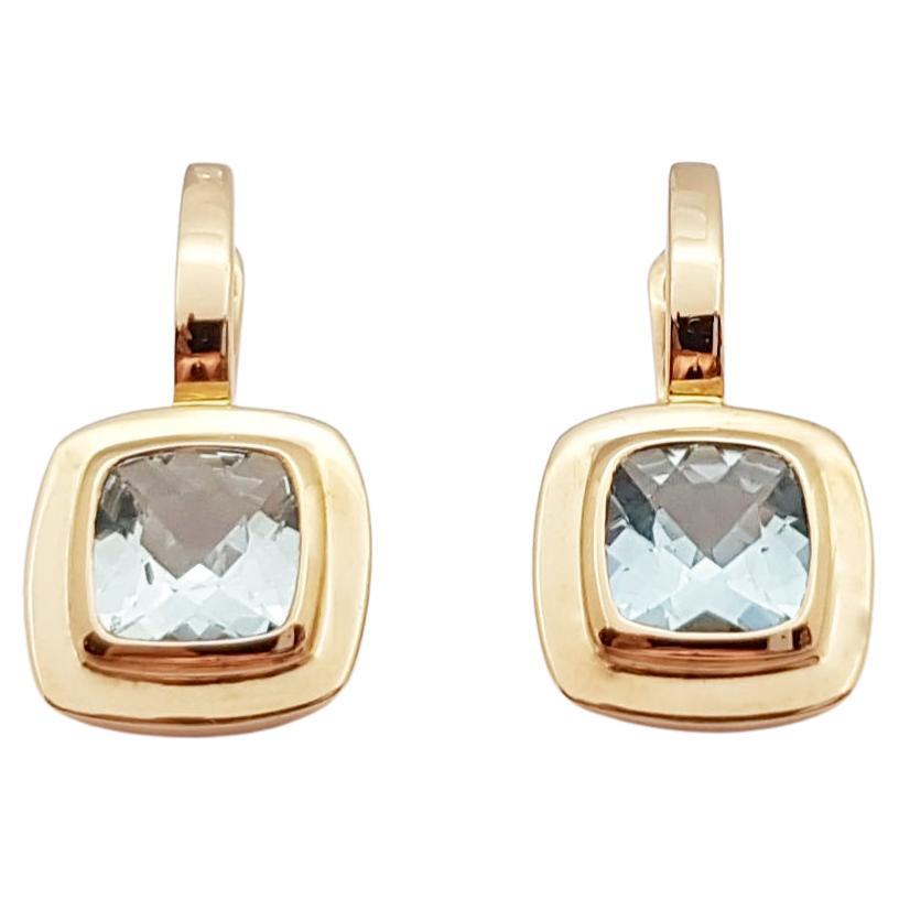 Aquamarine Earrings Set in 18 Karat Rose Gold Settings For Sale