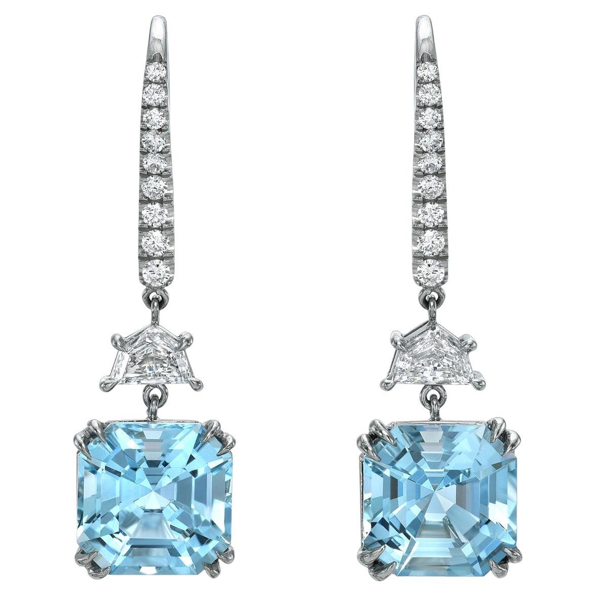 Aquamarine Earrings Square Emerald Cut 4.83 Carats