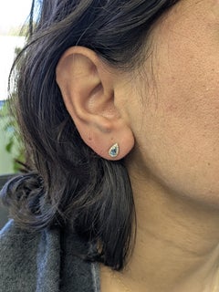 Aquamarine Earrings with Earth Mined Diamond Accents: 14k Solid Gold, Pear 5x3mm