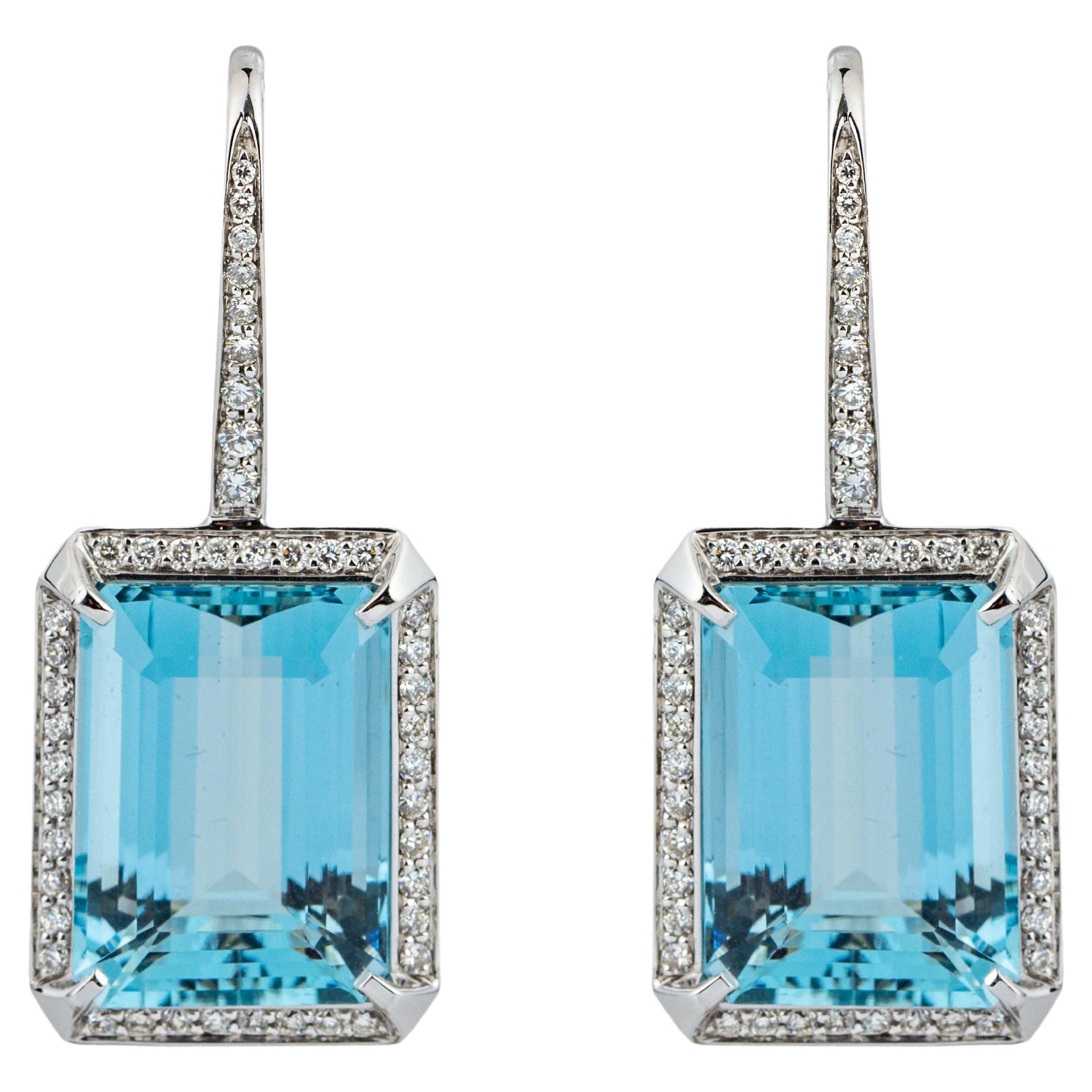 "Costis" Aquamarine Earrings with 25.50 carats Aquamarines and Diamonds