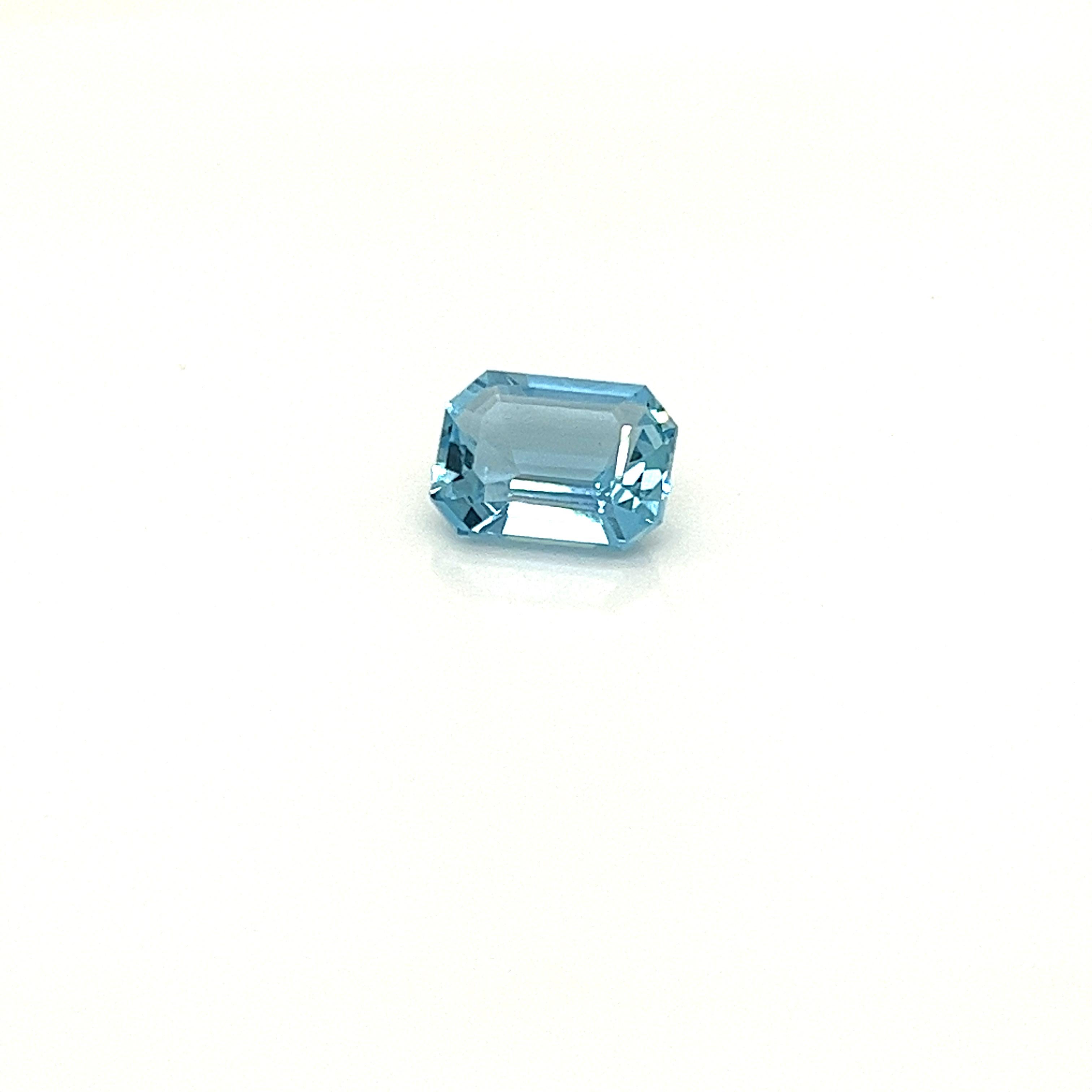 Aquamarine Emerald Cut 2.46 Cts Bridal Ring In New Condition For Sale In Geneva, CH