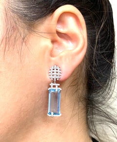 Goshwara Emerald Cut Aquamarine And Diamond Earrings
