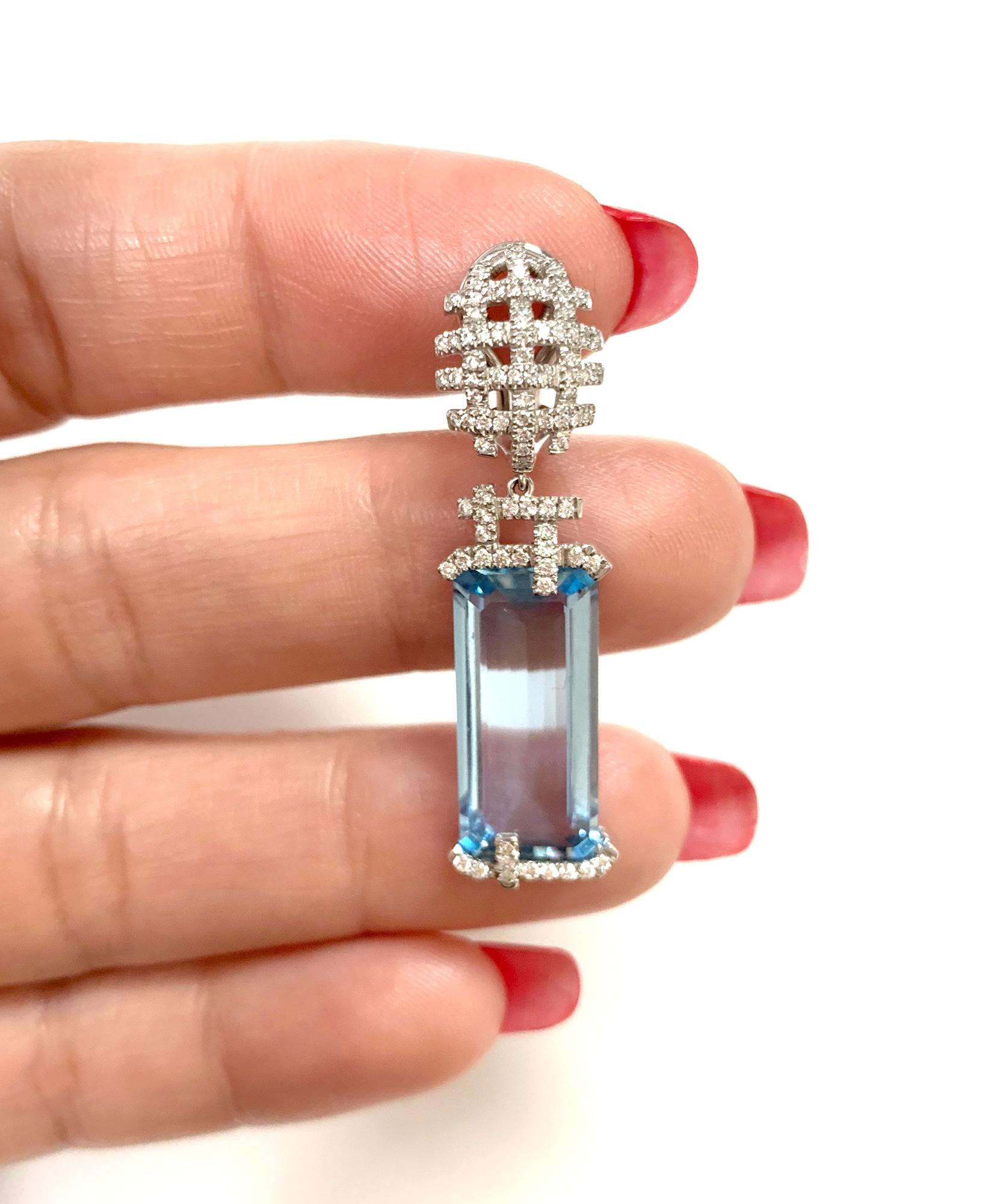 Women's Goshwara Emerald Cut Aquamarine And Diamond Earrings
