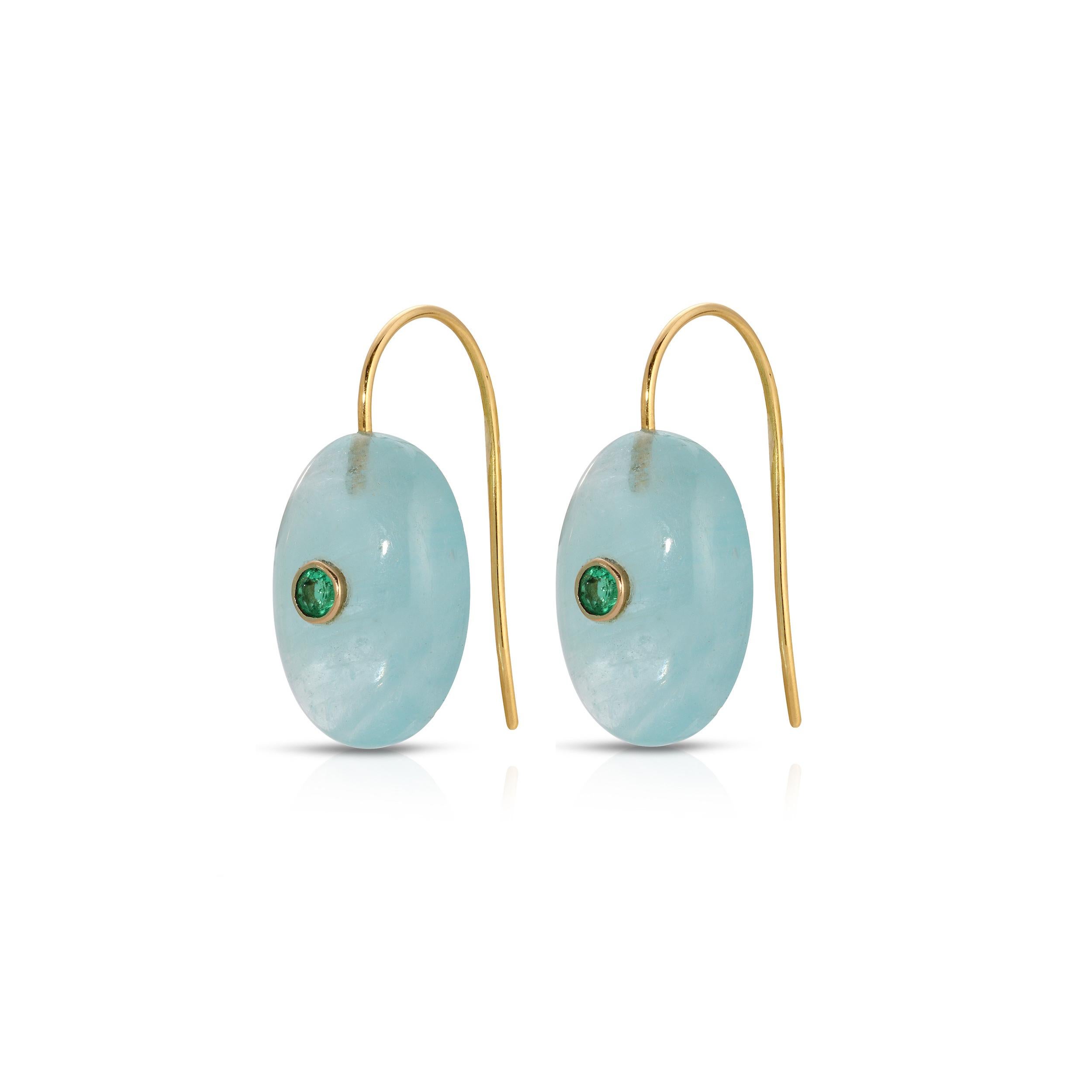 Modern Aquamarine Emerald Drop Earrings For Sale
