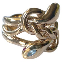 Aquamarine Emerald Ruby Snake Ring Cocktail Ring Bronze J Dauphin