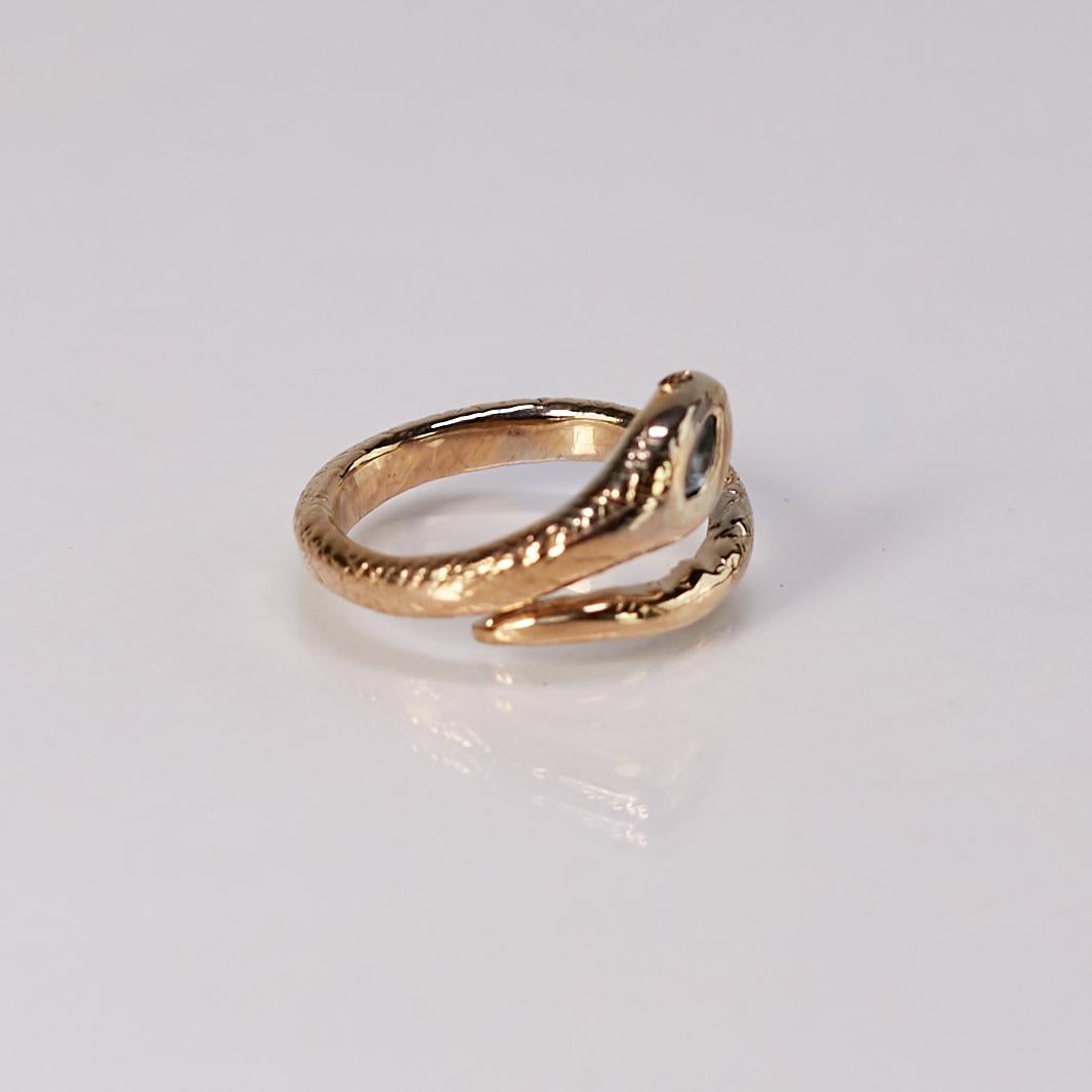 Aquamarine Emerald Snake Ring Victorian Style J Dauphin In New Condition For Sale In Los Angeles, CA