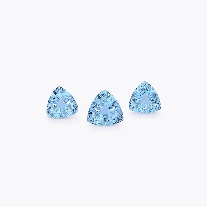 Trillion Cut Aquamarine Ring Earrings Loose Gemstone Set 20.90 Carat Trillions For Sale