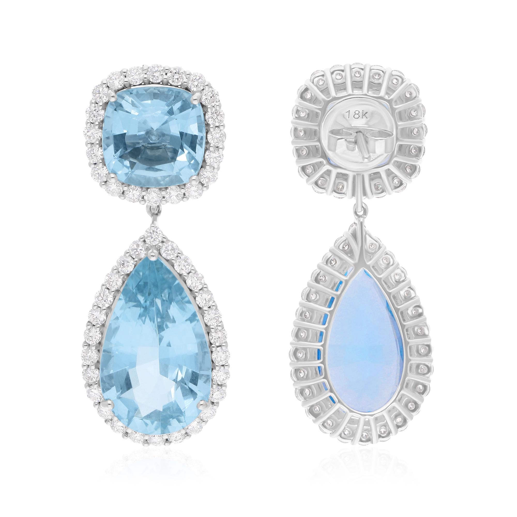 Cast from 14-karat gold, these exquisite earrings are handset with 19.93 carats aquamarine gemstone and 2.18 carats of sparkling diamonds.

FOLLOW SPECTRUM JEWELS storefront to view the latest collection & exclusive pieces. Spectrum Jewels is