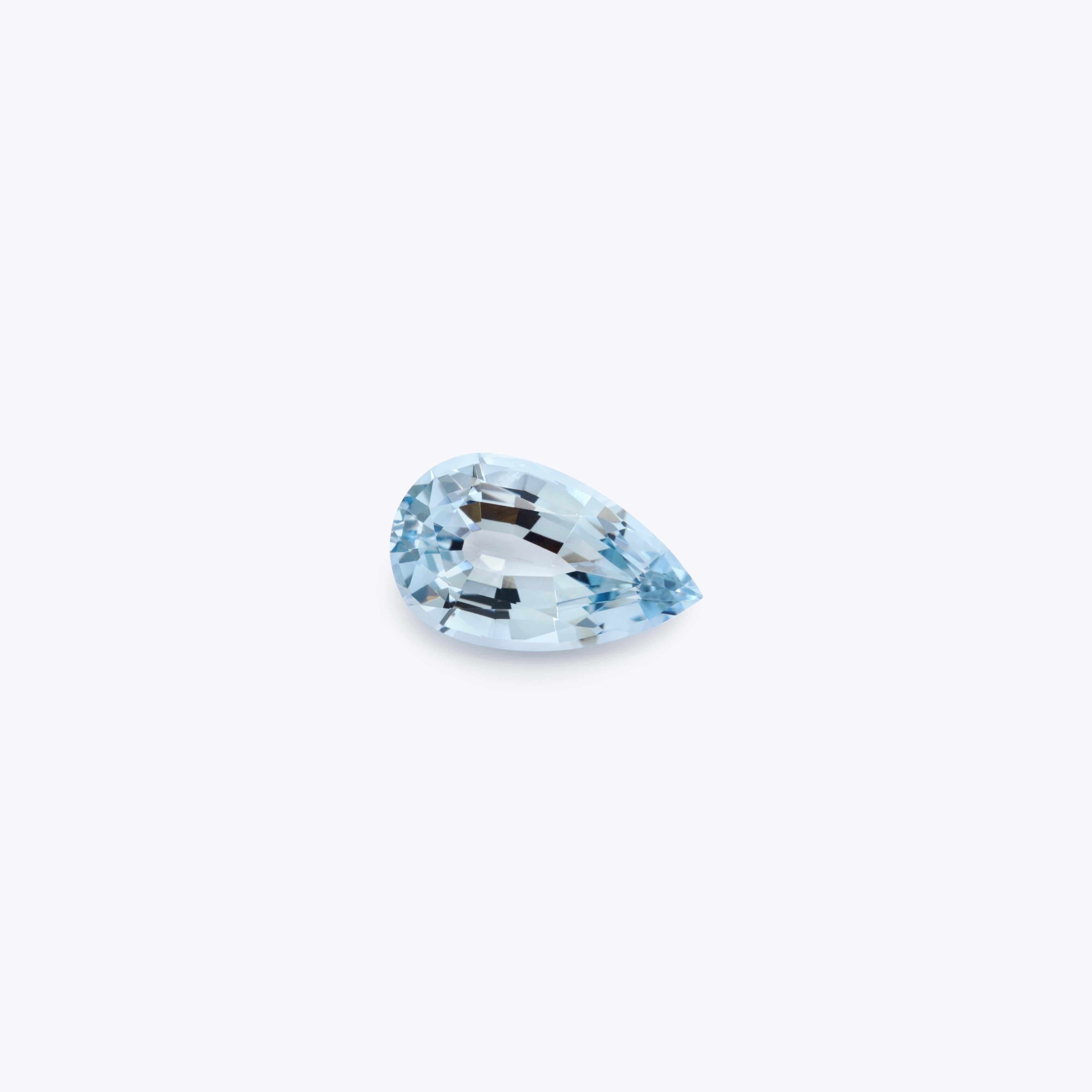 Contemporary Aquamarine Gemstone Ring 4.60 Carat Loose Unmounted Pear Shape Gem For Sale