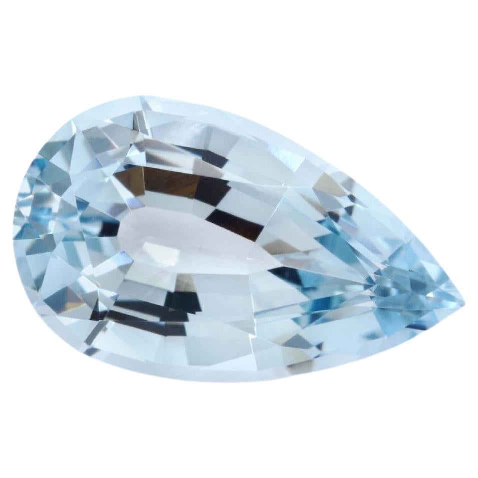 Aquamarine Gemstone Ring 4.60 Carat Loose Unmounted Pear Shape Gem For Sale