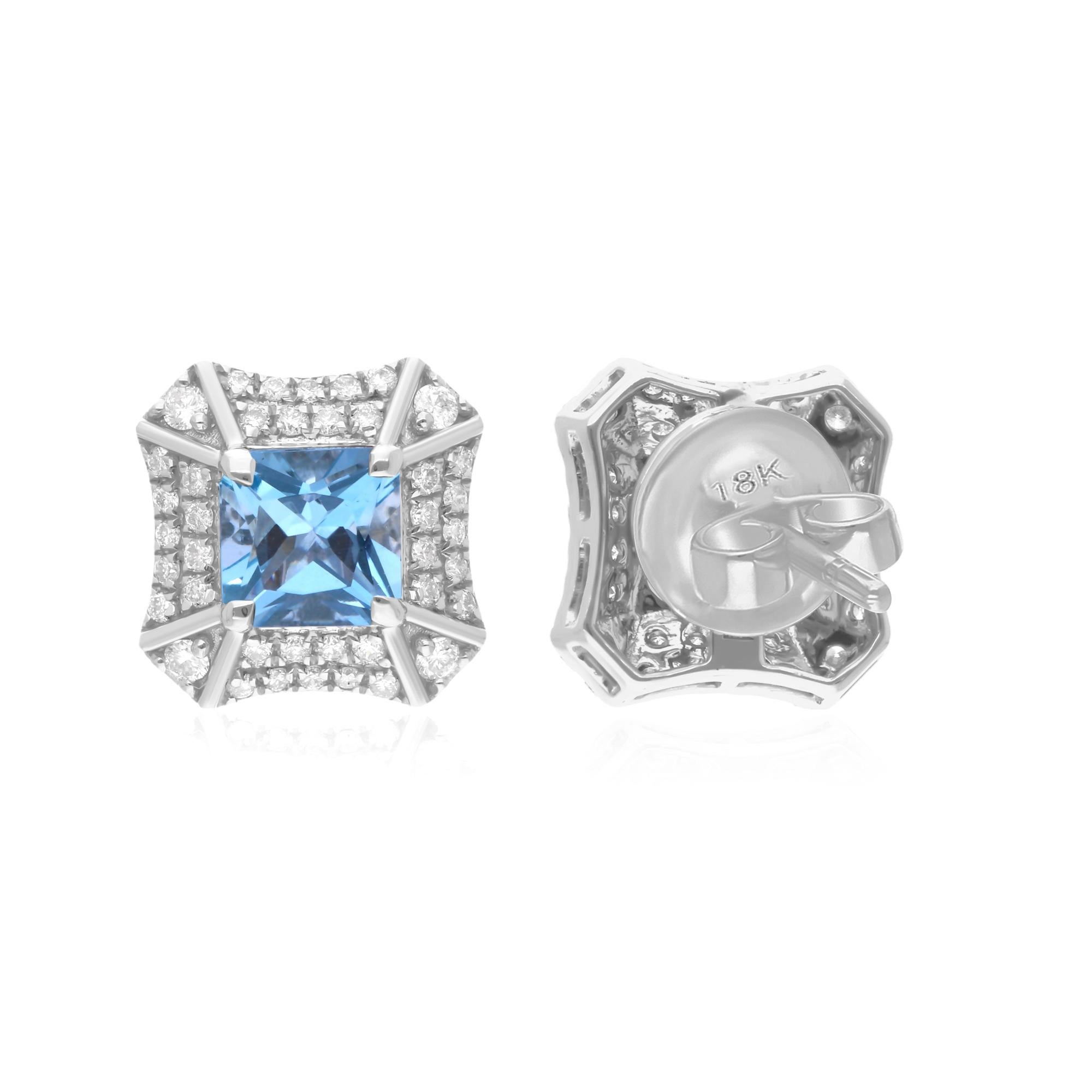 Cast from 18-karat gold, these exquisite earrings are handset with 2.80 carats aquamarine gemstone and 0.78 carats of sparkling diamonds.

FOLLOW SPECTRUM JEWELS storefront to view the latest collection & exclusive pieces. Spectrum Jewels is proudly