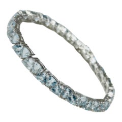 Pulsera de tenis de aguamarina y piedras preciosas Pulsera de plata 925 Regalo para el Día de la Madre