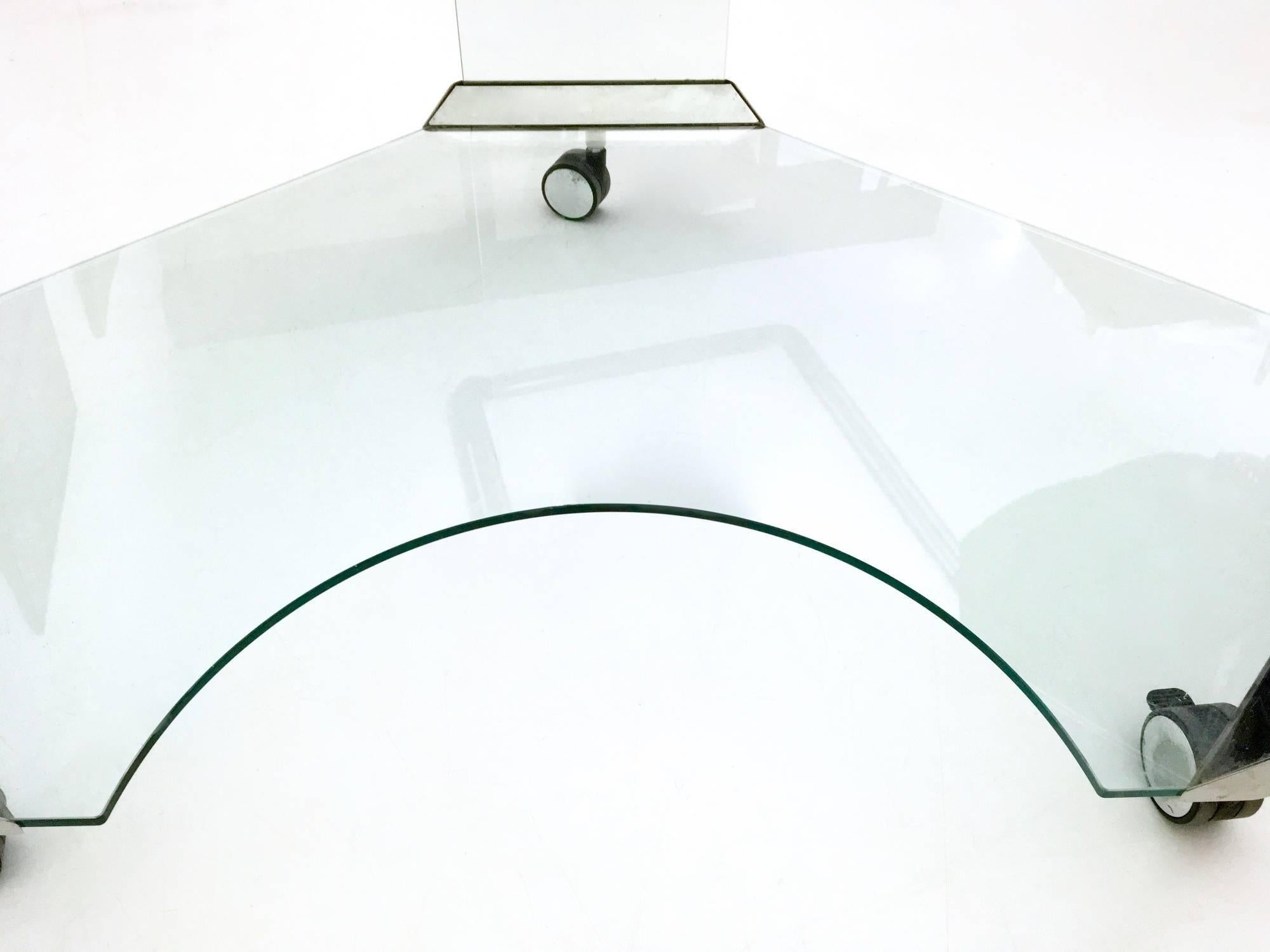 Aquamarine Glass Corner Writing Desk by Gallotti e Radice, Italy, 1970s 4