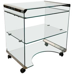 Retro  Aquamarine Glass Desk by Gallotti & Radice Italia 1970s Bar Cart