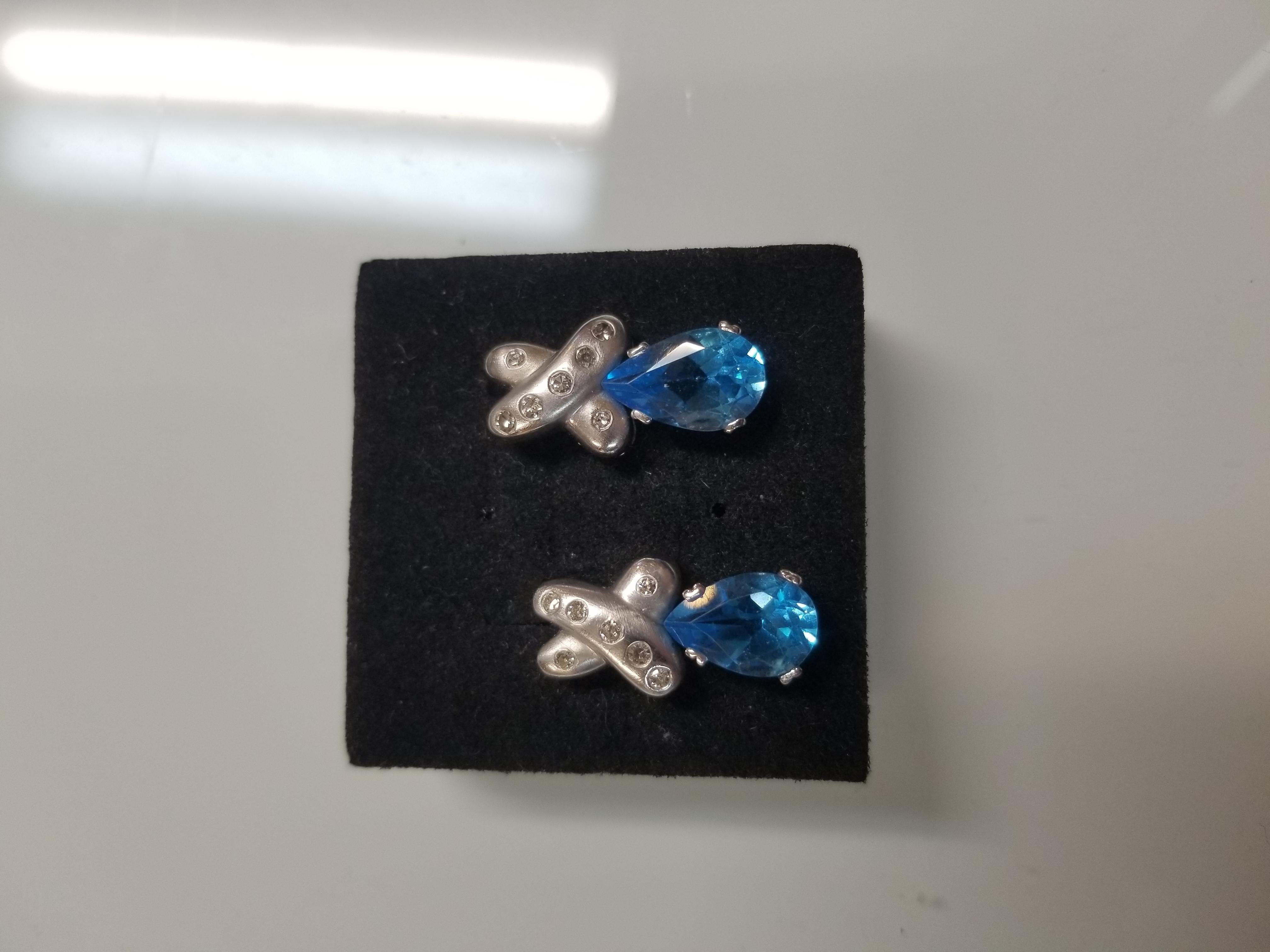 Pear Cut Aquamarine gold and diamond Earrings  For Sale