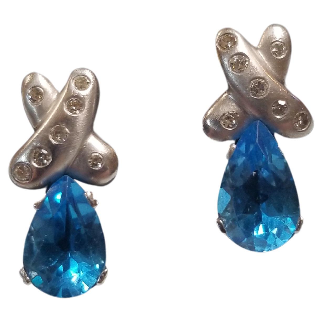 Aquamarin-Ohrringe aus Gold und Diamanten 
