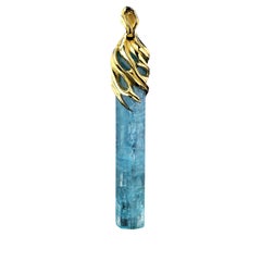 Aquamarine Gold Pendant Natural Blue Beryl Aquamarine Crystal