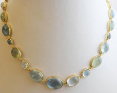 Aquamarine Gold Plated Sterling Silver Necklace