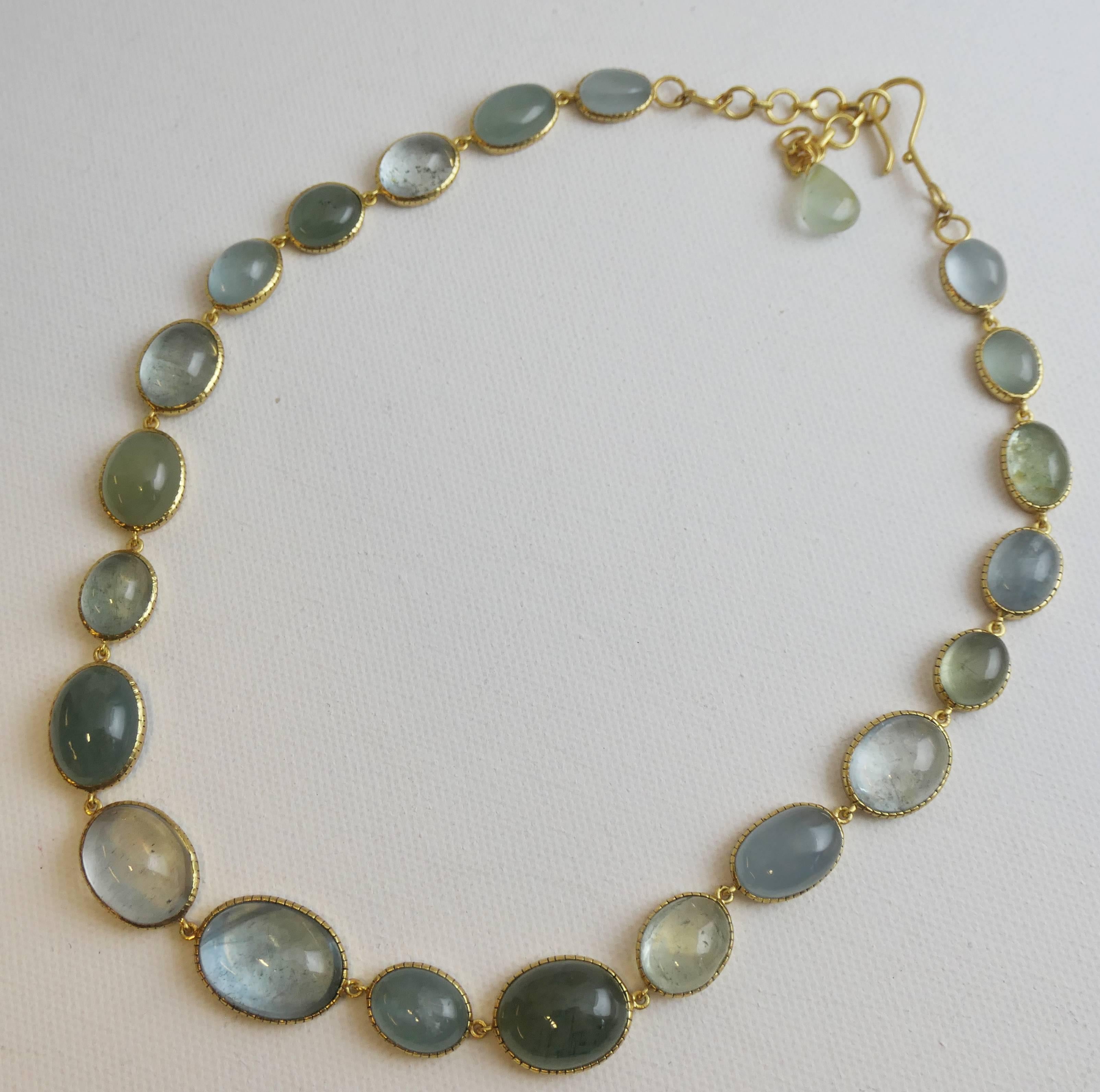 Artisan Aquamarine Gold Plated Sterling Silver Necklace For Sale