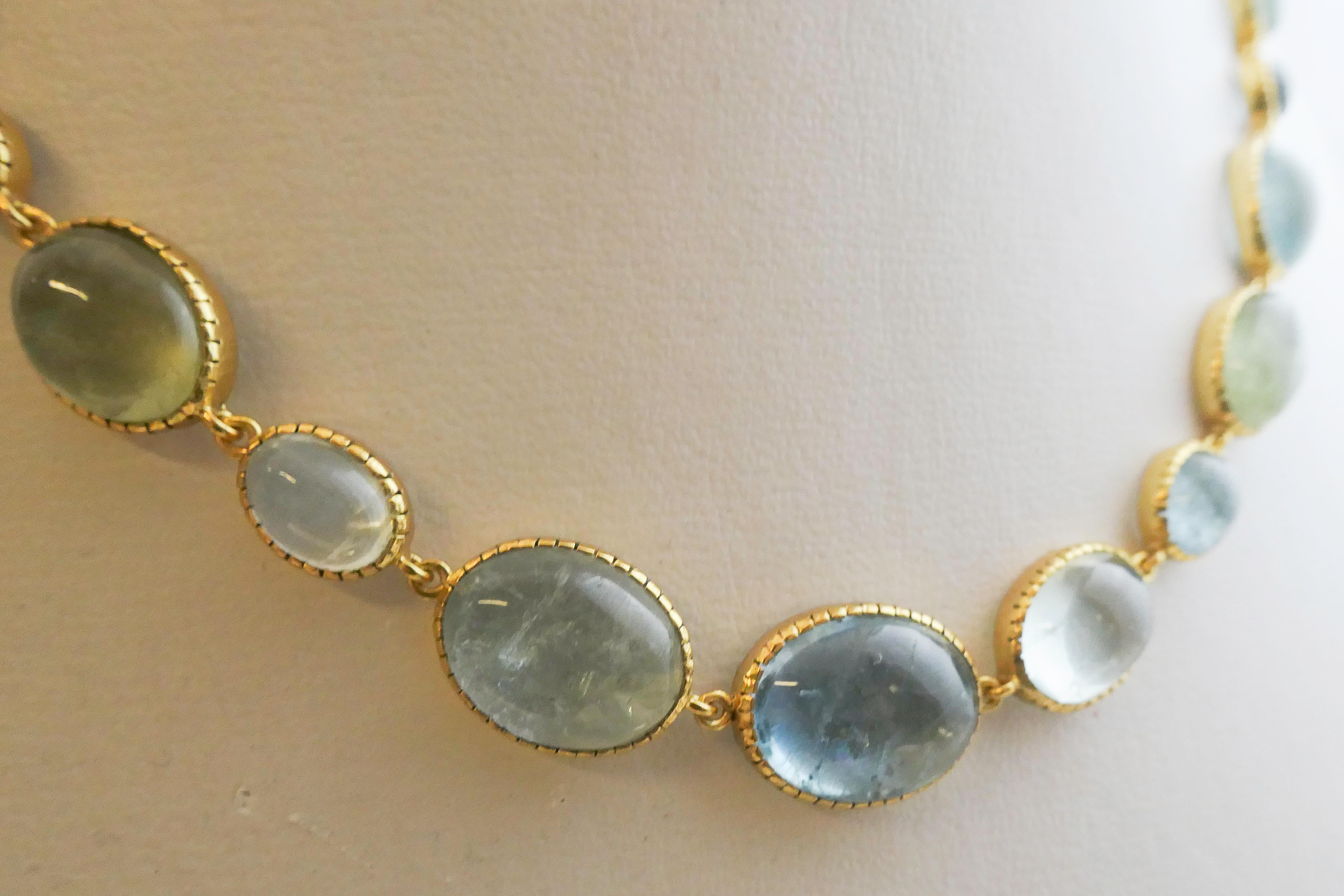 Artigiano Collana in argento placcato oro con acquamarina in vendita