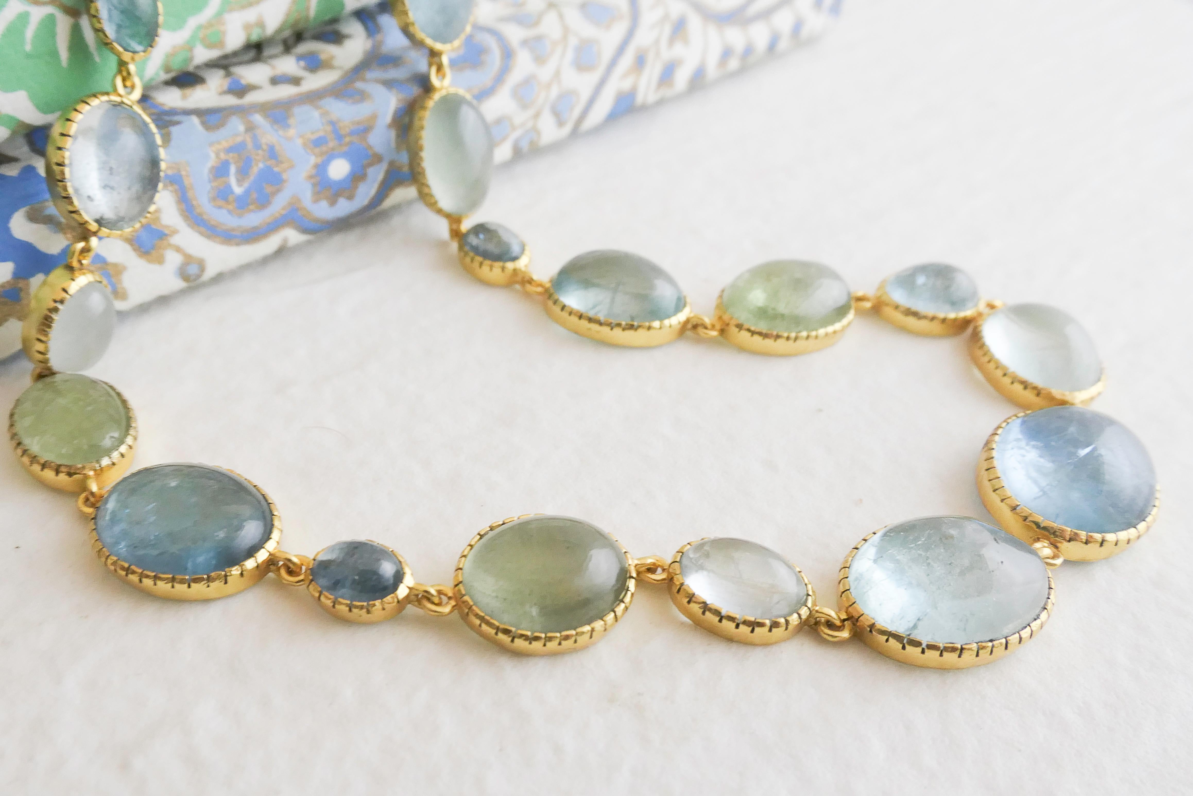 Donna Collana in argento placcato oro con acquamarina in vendita