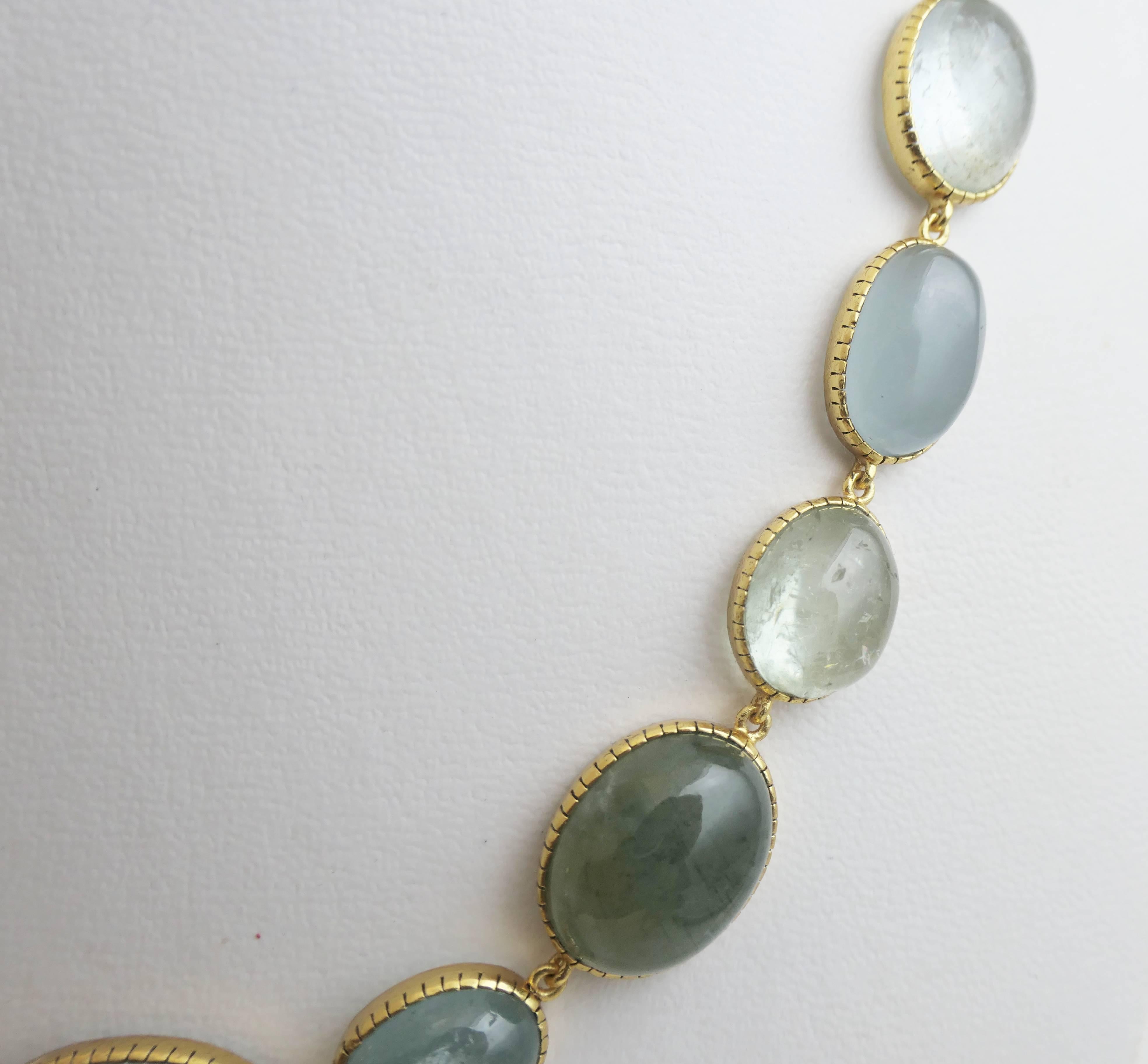 Aquamarine Gold Plated Sterling Silver Necklace For Sale 2